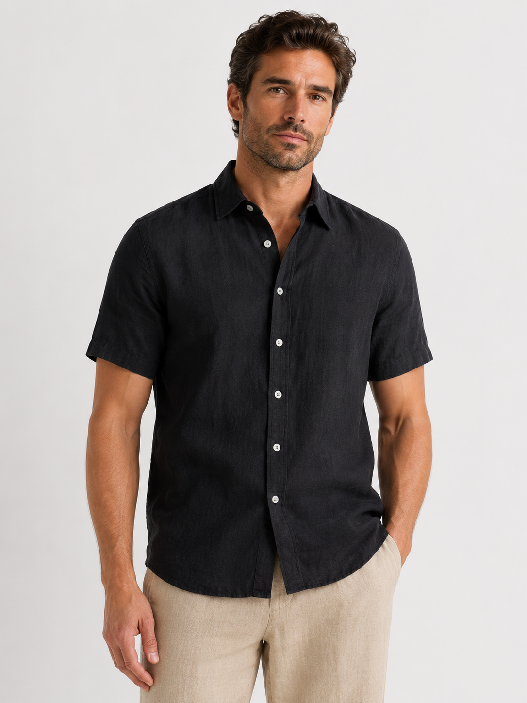 100%  Linen Relaxed Short Sleeve Shirt