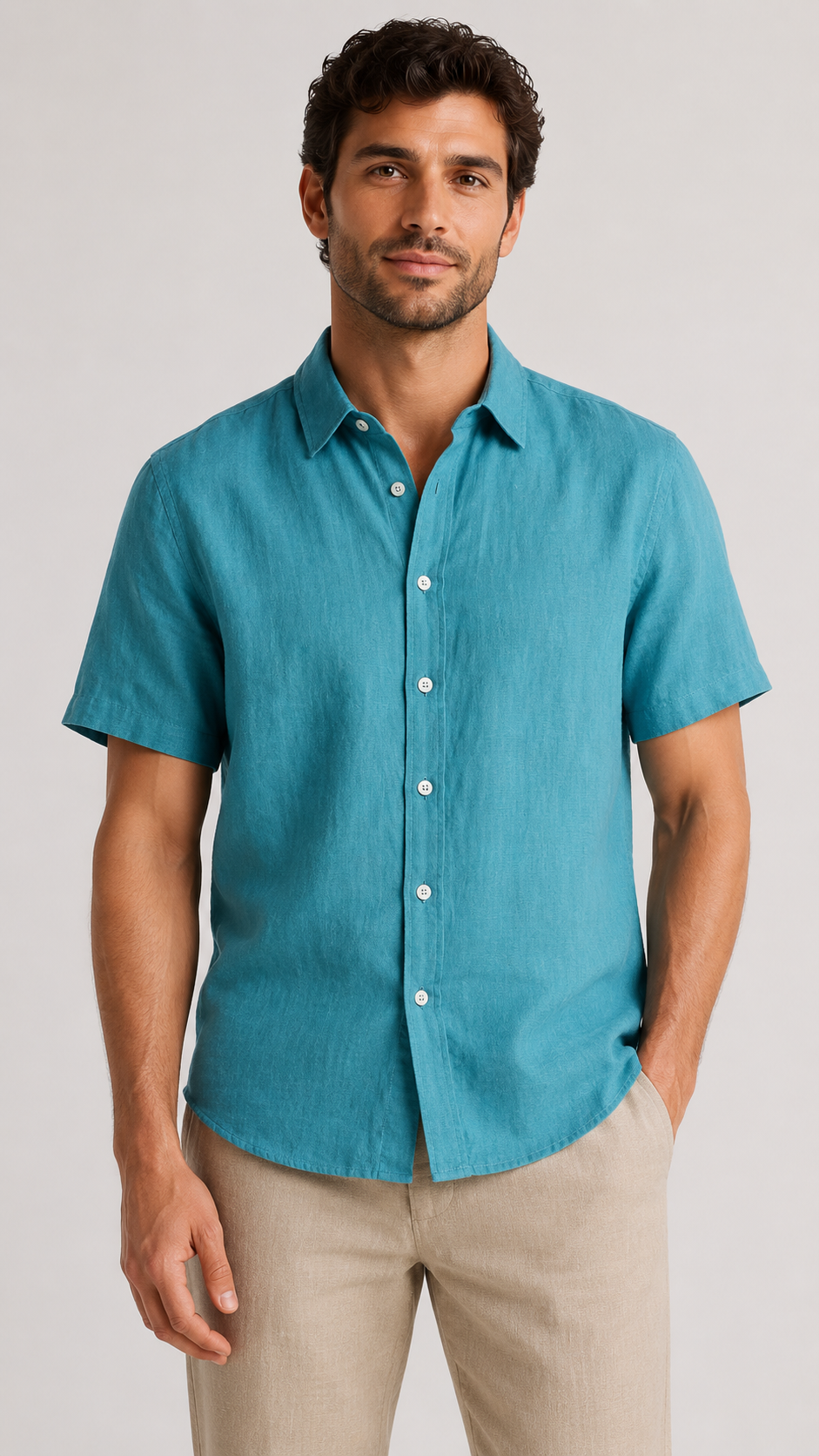 100%  Linen Relaxed Short Sleeve Shirt