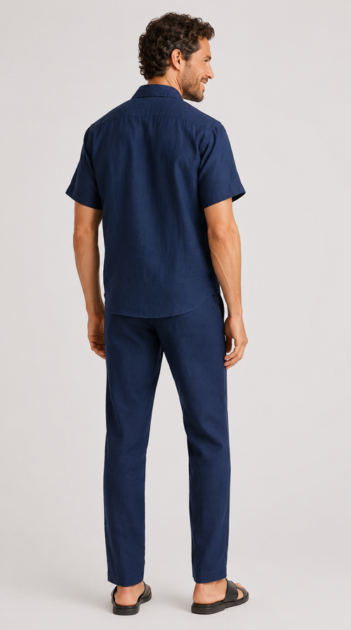 100%  Linen Relaxed Short Sleeve Shirt