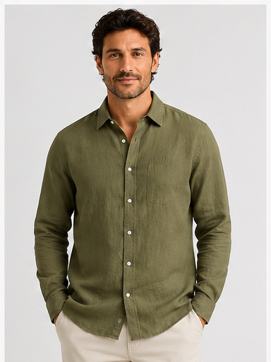 100%  Linen Relaxed full Sleeve Shirt