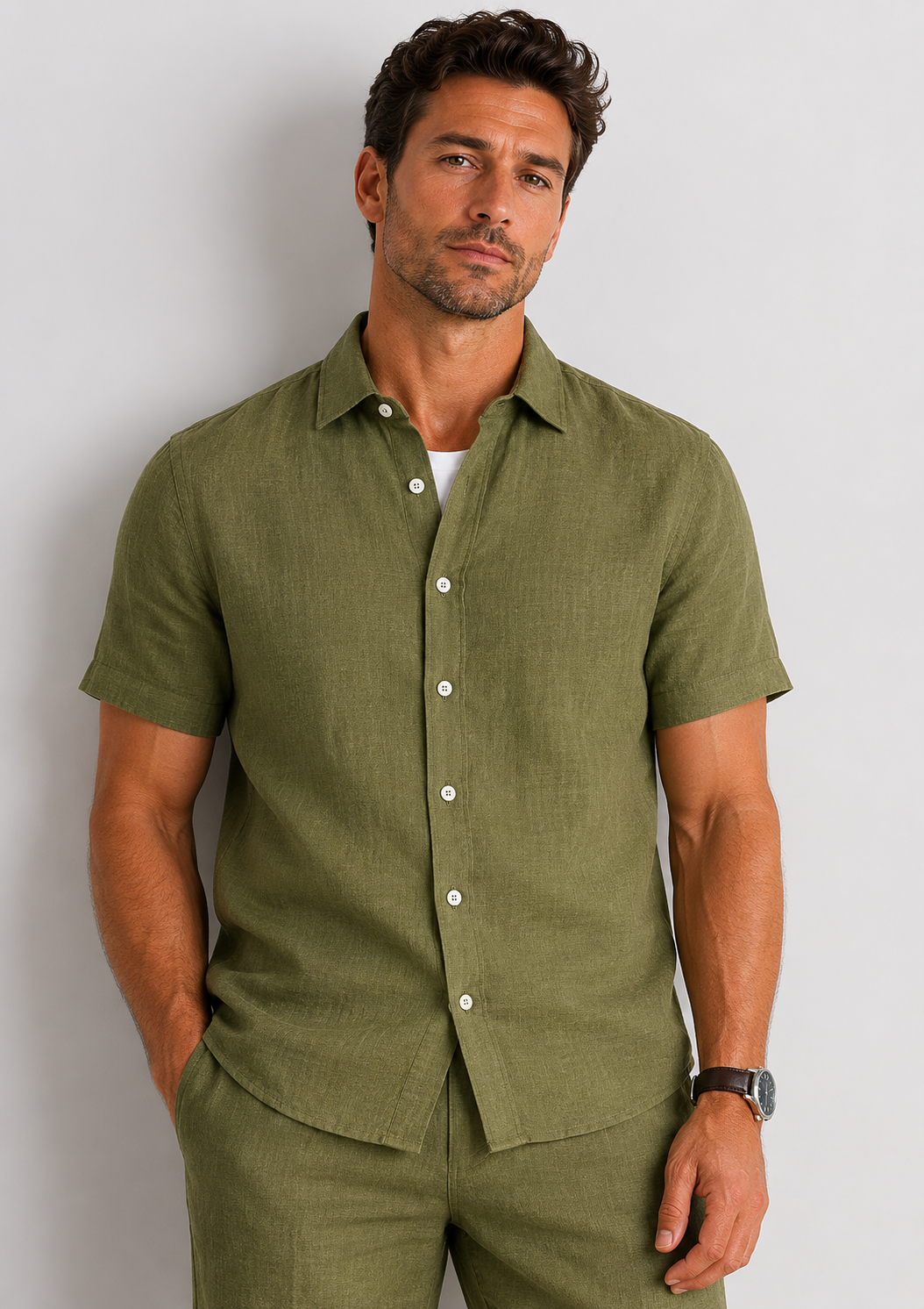 100%  Linen Relaxed Short Sleeve Shirt