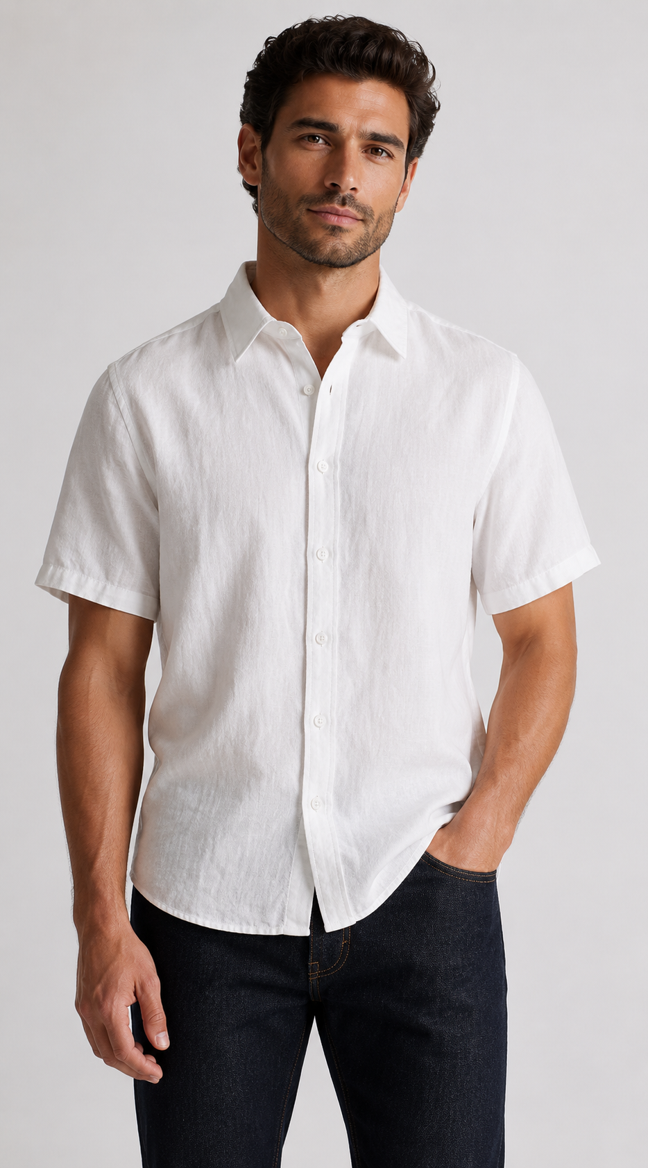 100%  Linen Relaxed Short Sleeve Shirt